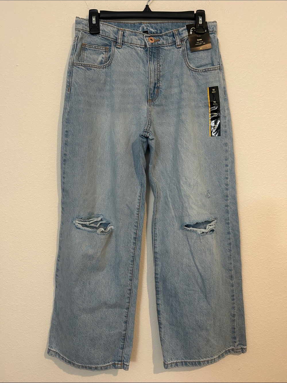 art class Light Wash Distressed Wide-Leg Jeans